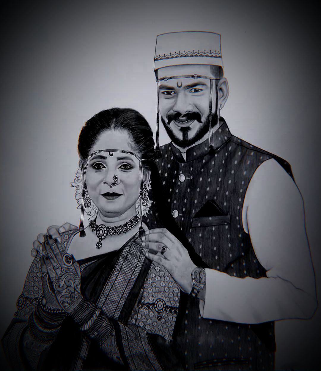 ANIVERSARY | weeding | couple | romantic PENCIL SKETCH portraits