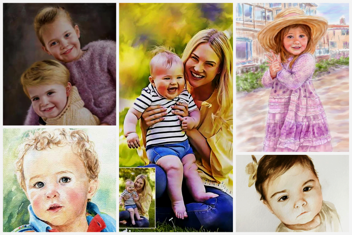 customized baby portrait painting collage