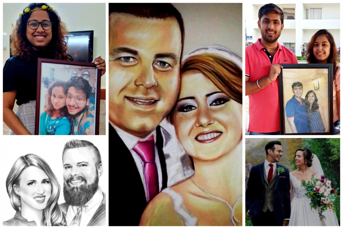 COUPLE OCCASSION COLLAGE / VALENTINE DAY handmade painting on canvas