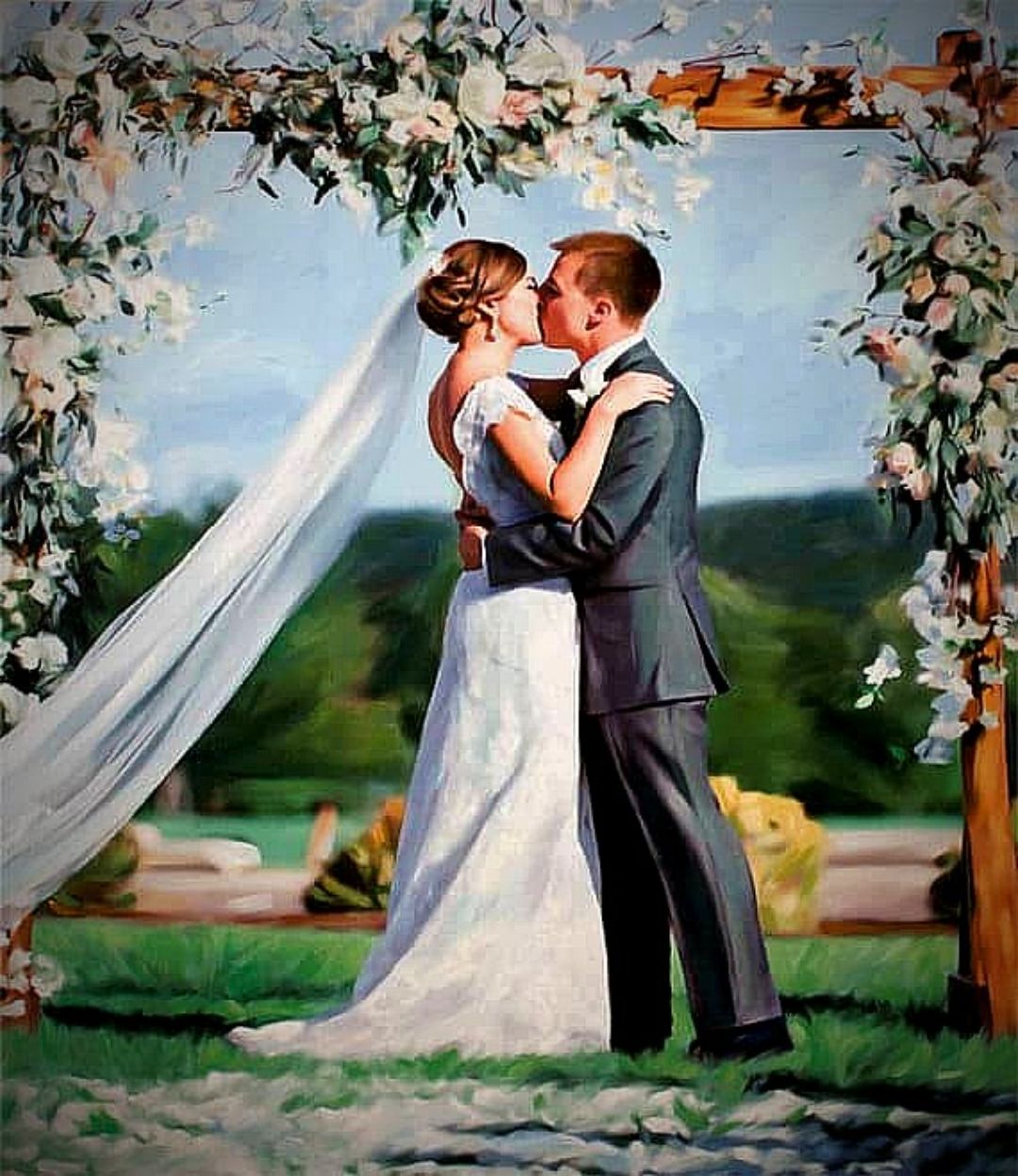 Personalized weeding hand painted Oil-Painting
