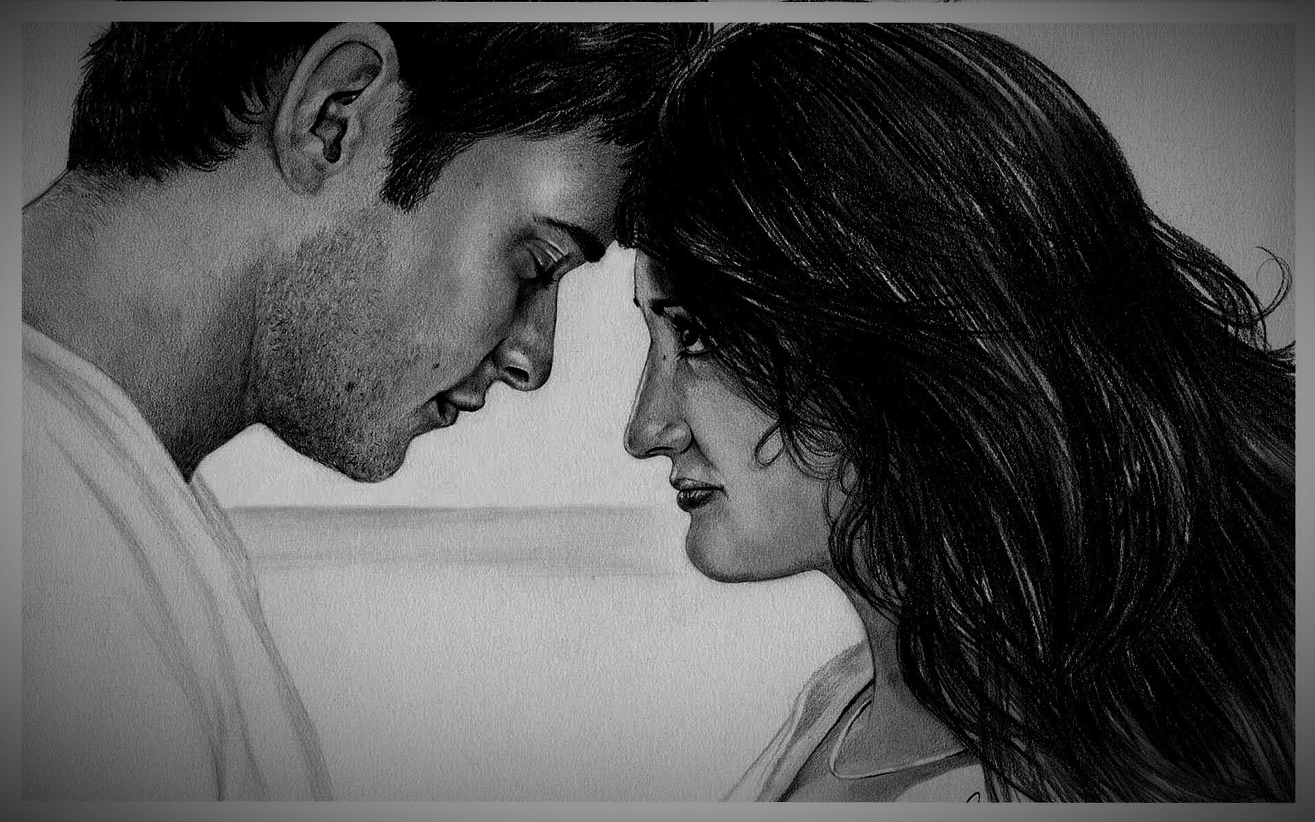 HANDMADE COUPLE PENCIL SKETCH