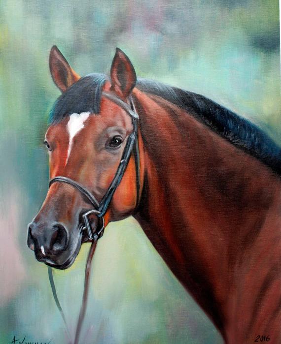 BROWN HORSE OIL PAINTING