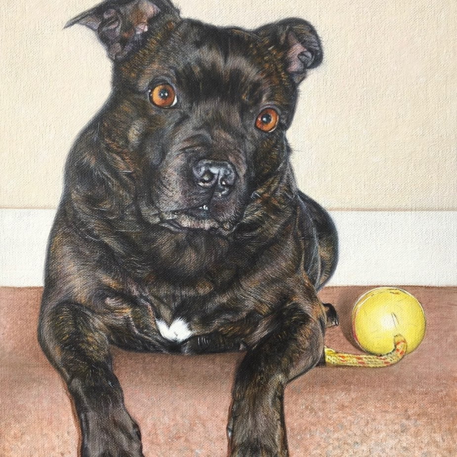 DOG OIL PORTRAIT WITH BALL