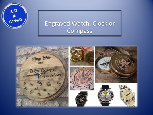 Engraved Watch, Clock or Compass Unique Military Gifts Portrait