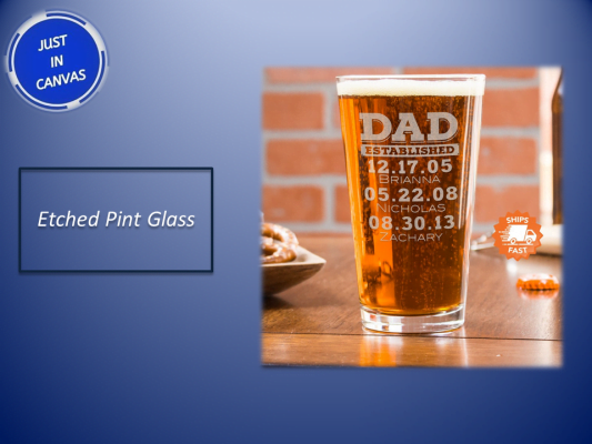 Unique Father's Day Gift Ideas / Etched Pint Glass