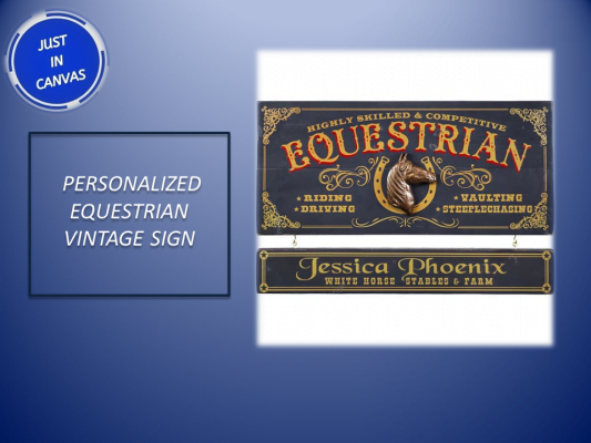 PERSONALIZED EQUESTRIAN VINTAGE SIGN.