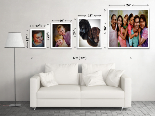 hand-painted portrait size chart | justincanvas