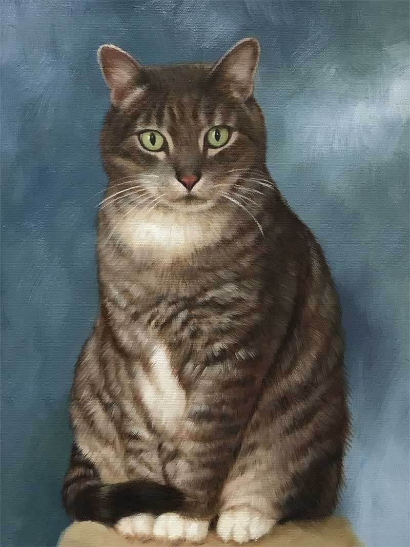 cat looking painting