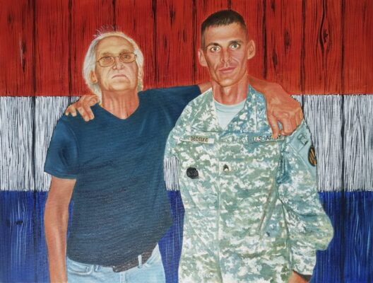 US army man and father merged portrait