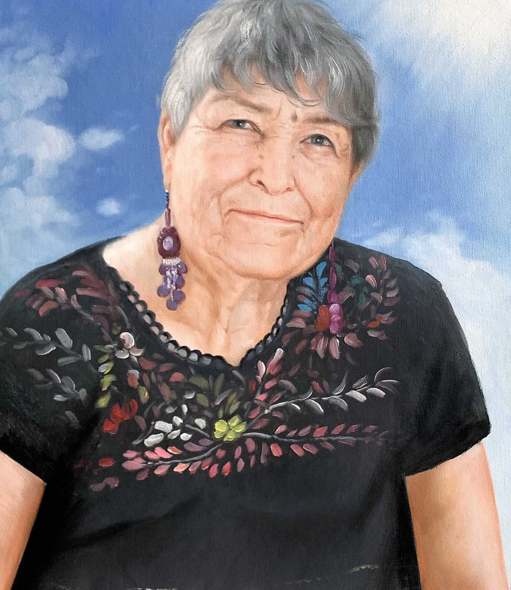 old lady oil painting