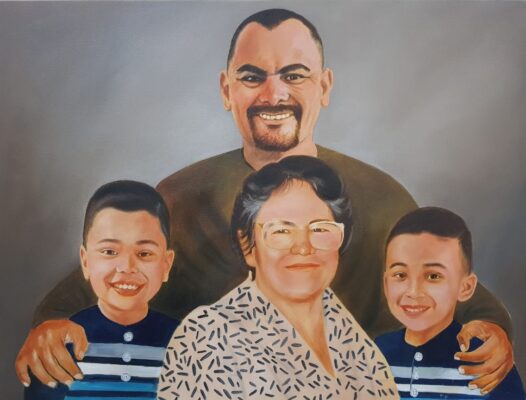 son father and grandmother merged painting