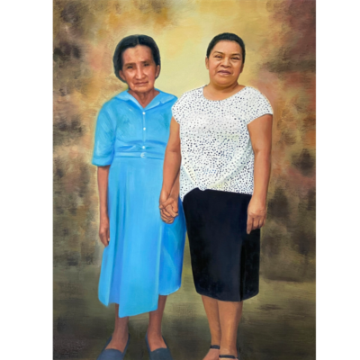 two lady standing portrait